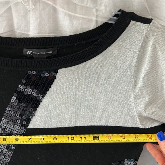INC INTERNATIONAL CONCEPTS Long-Tunic Sweater with Sequins Size XS - Picture 6 of 7